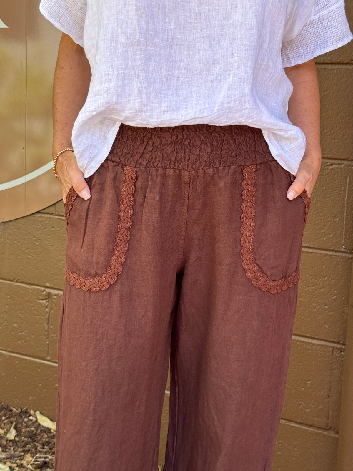 Ricamo Linen Pant