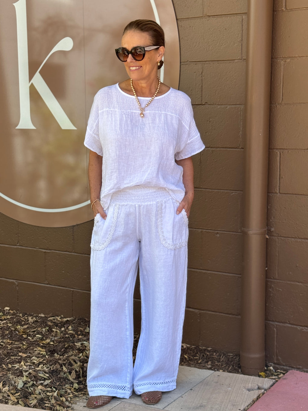 Ricamo Linen Pant