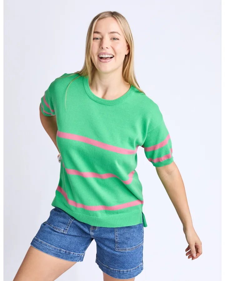 Sage Knit Spring Green Stripe