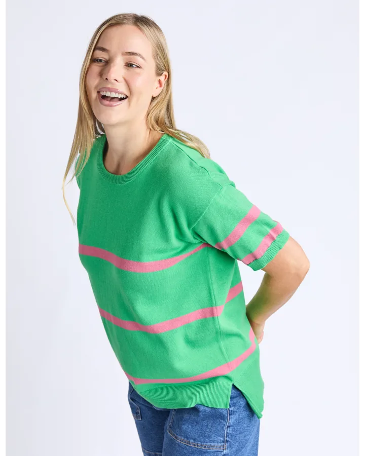 Sage Knit Spring Green Stripe