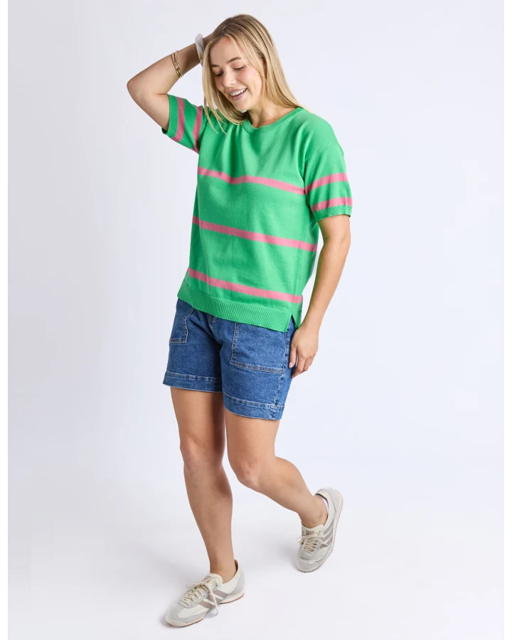 Sage Knit Spring Green Stripe