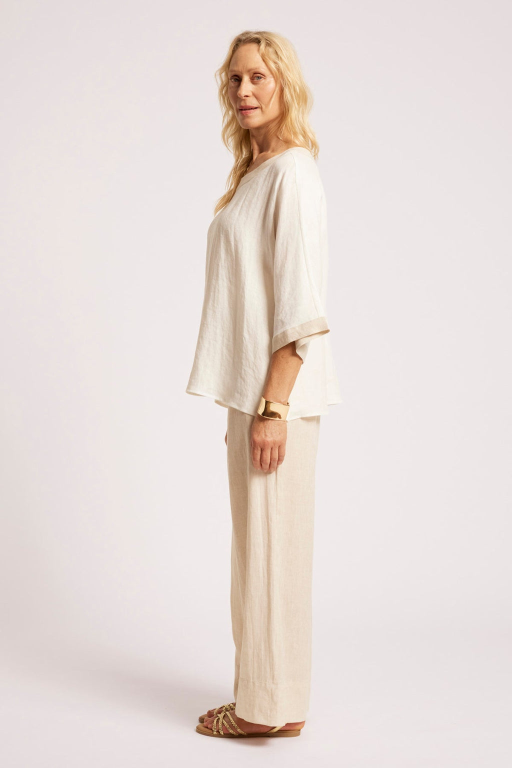 Maris Relaxed Splice Top - White/Natural