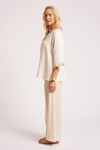 Maris Relaxed Splice Top - White/Natural