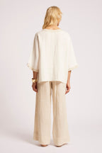 Maris Relaxed Splice Top - White/Natural