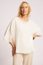 Maris Relaxed Splice Top - White/Natural