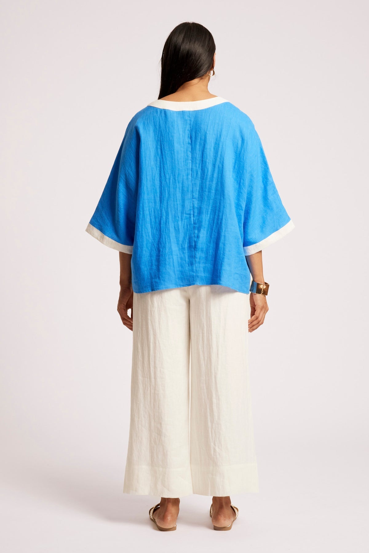 Marise Relaxed Splice Top - Marine/White