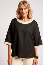 Maris Relaxed Splice Top - Black / Tusk