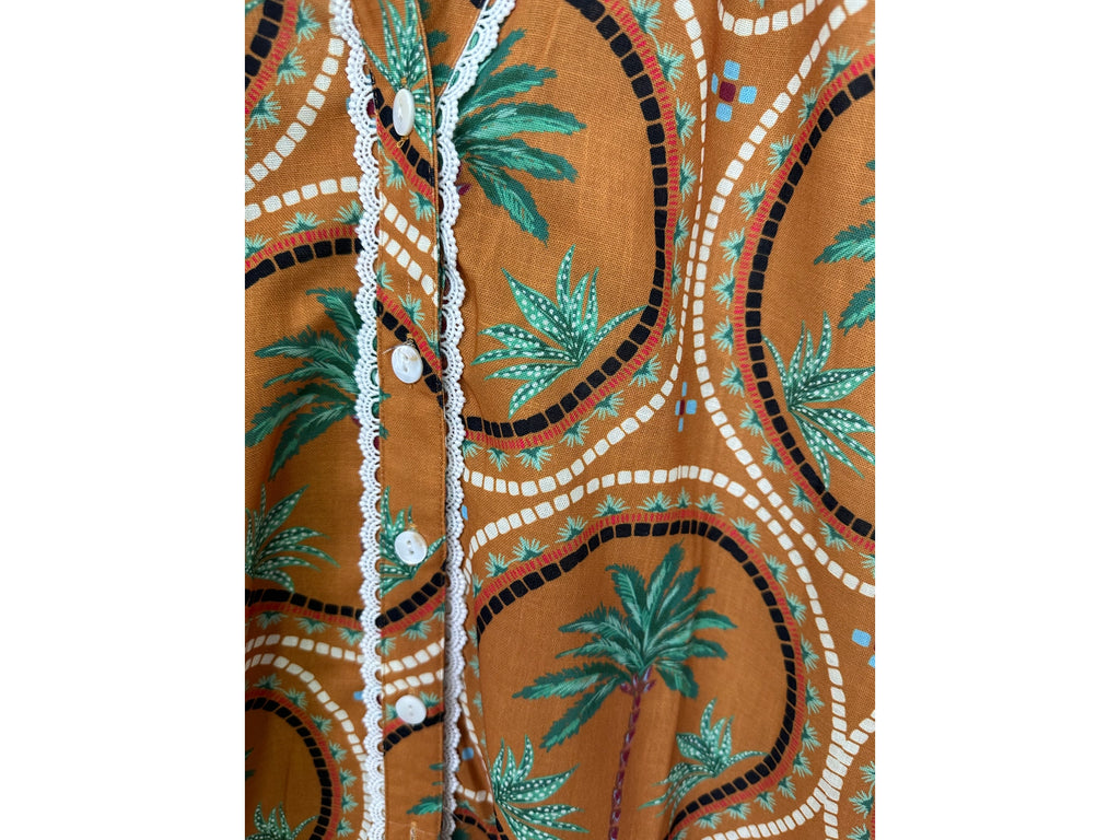 Palm Tree Blouse - Brown