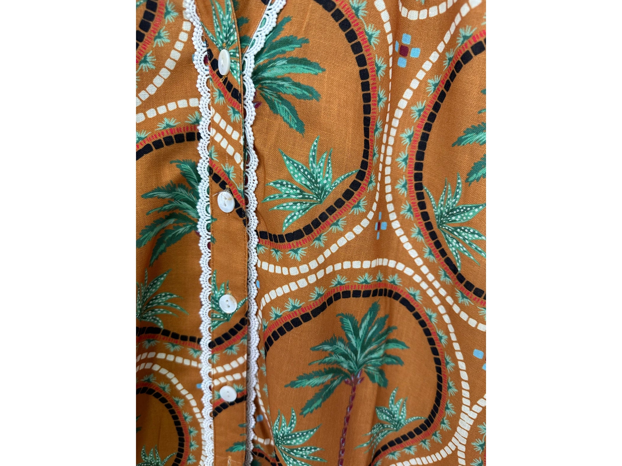 Palm Tree Blouse - Brown