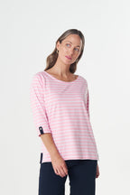 Track Cotton Tee - Fairytale Pink/White