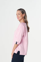 Track Cotton Tee - Fairytale Pink/White
