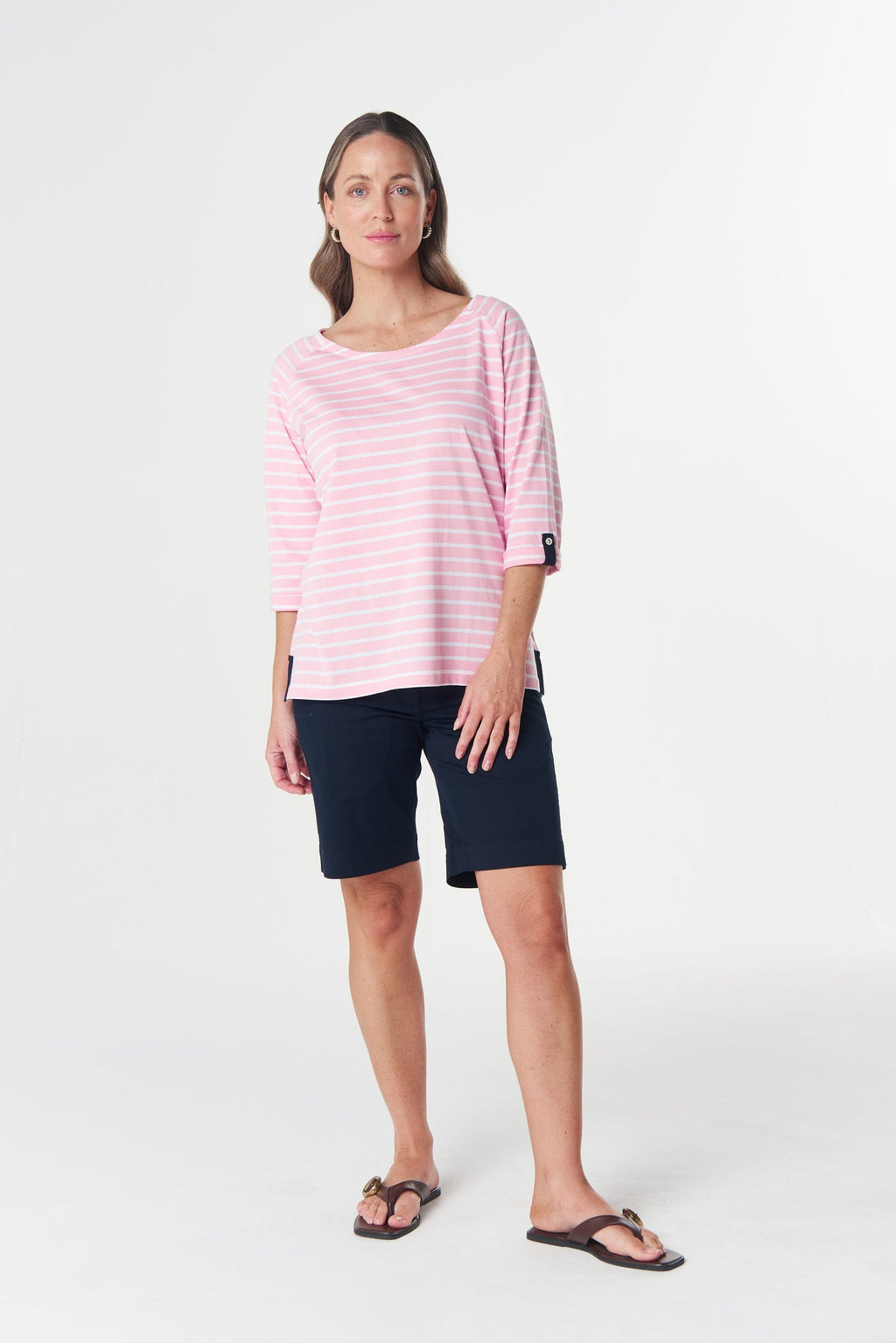 Track Cotton Tee - Fairytale Pink/White