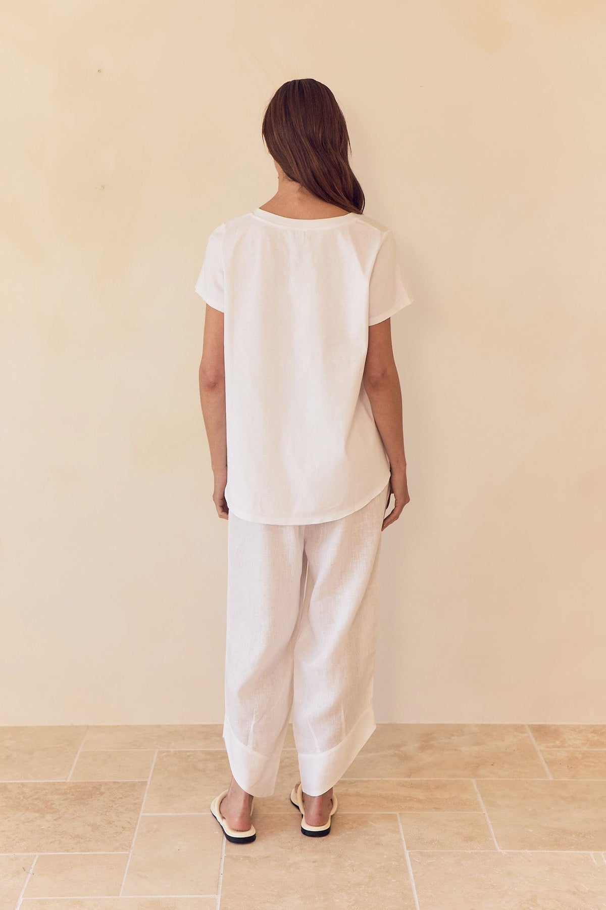 V Neck Linen Combi Top