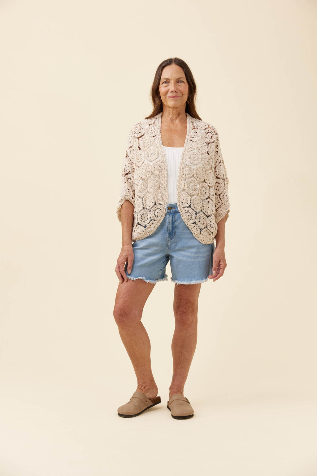 Maggie Crochet Cape - Canvas