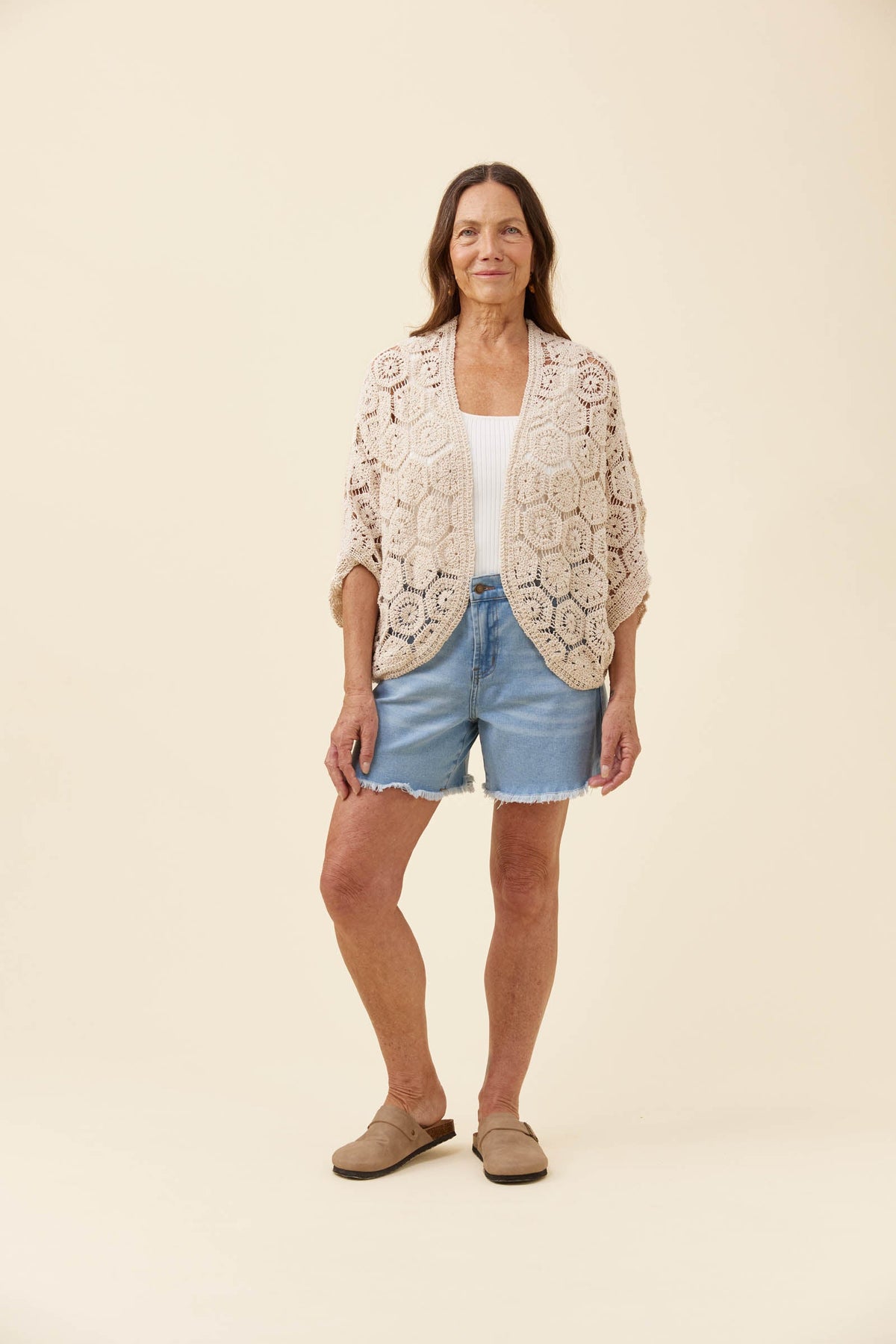 Maggie Crochet Cape - Canvas