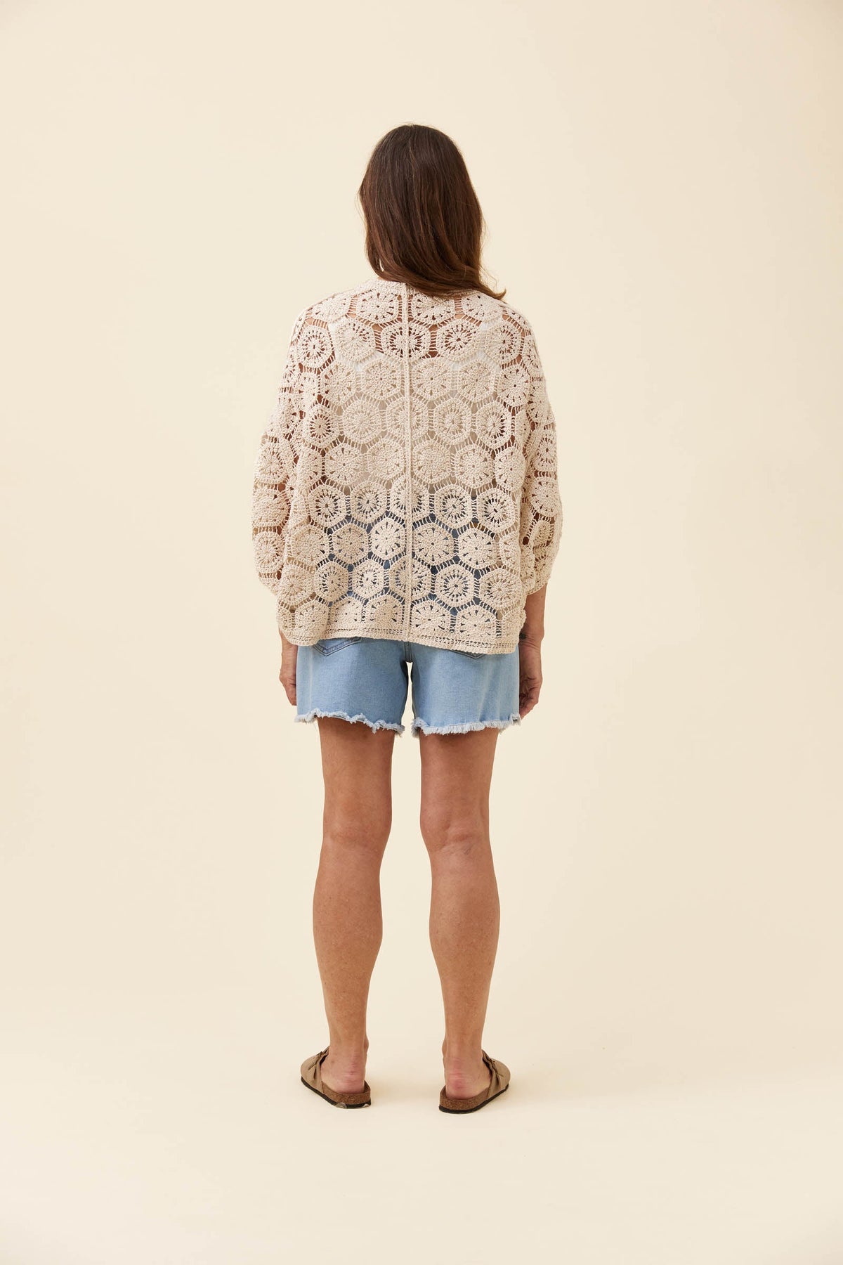 Maggie Crochet Cape - Canvas