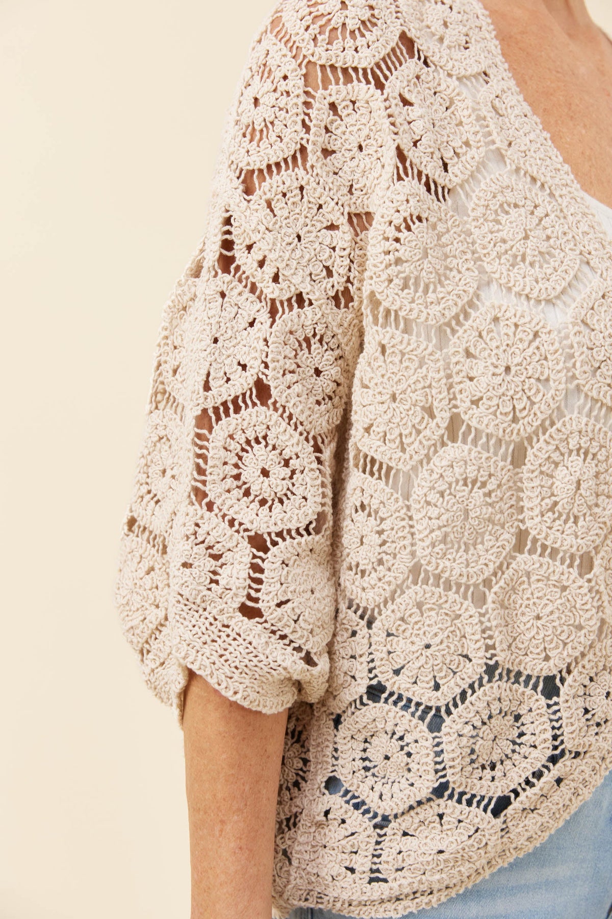 Maggie Crochet Cape - Canvas