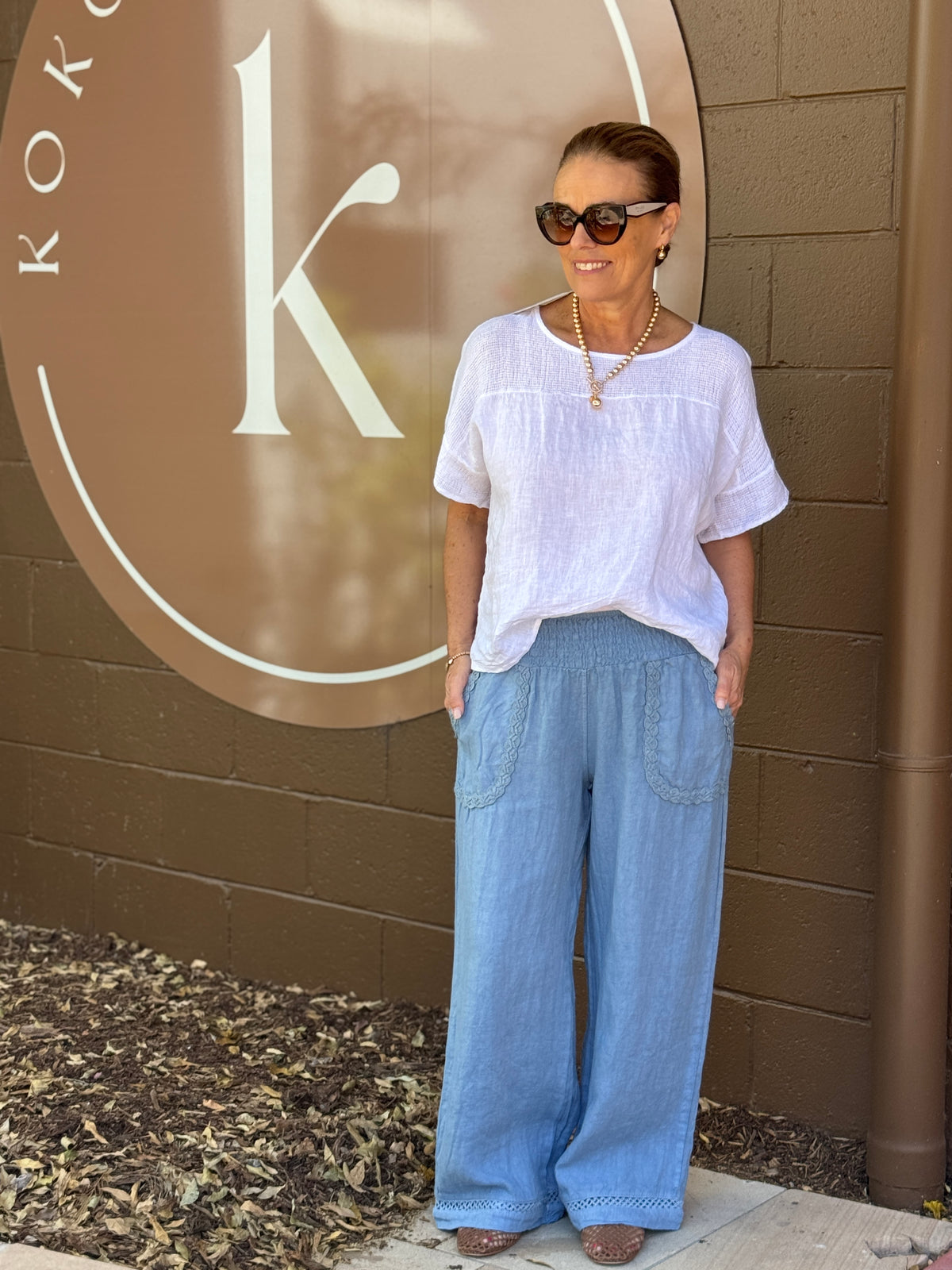 Ricamo Linen Pant