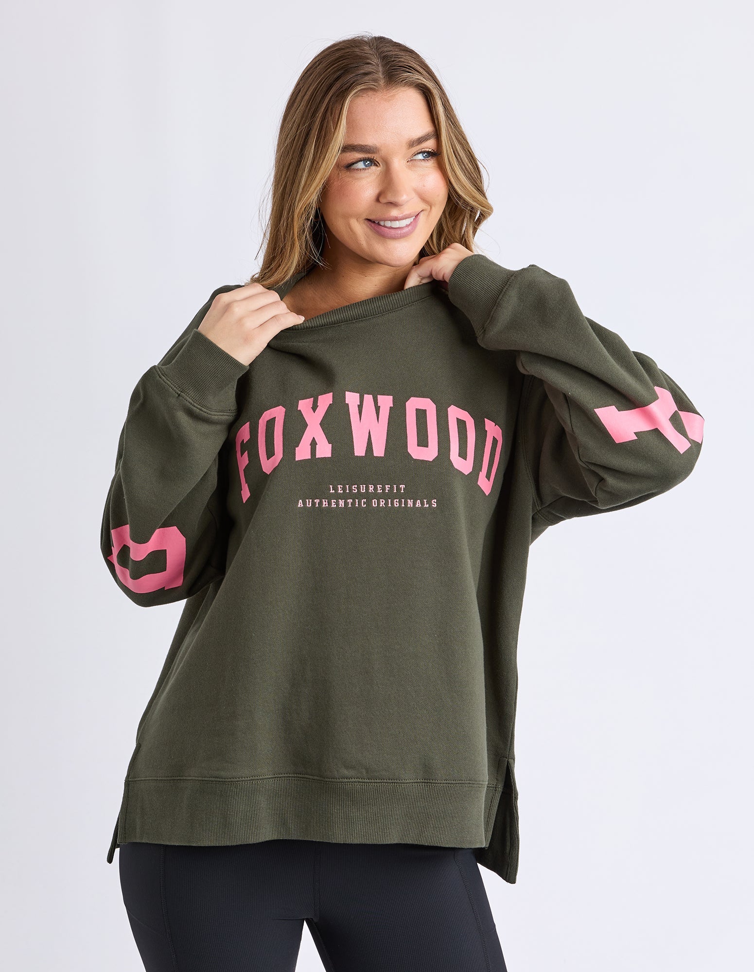 Interval Crew Khaki & Coral