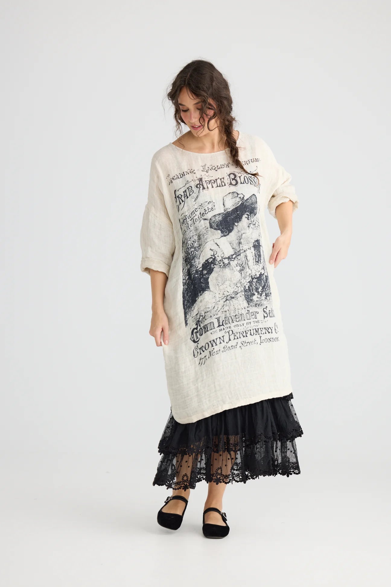 Secret Garden Linen Gauze Dress - Natural / S/M Secret Garden Linen Gauze Dress - Natural / S/M