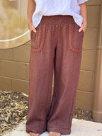 Ricamo Linen Pant