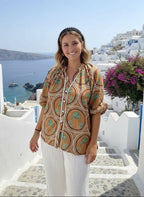 Palm Tree Blouse - Brown