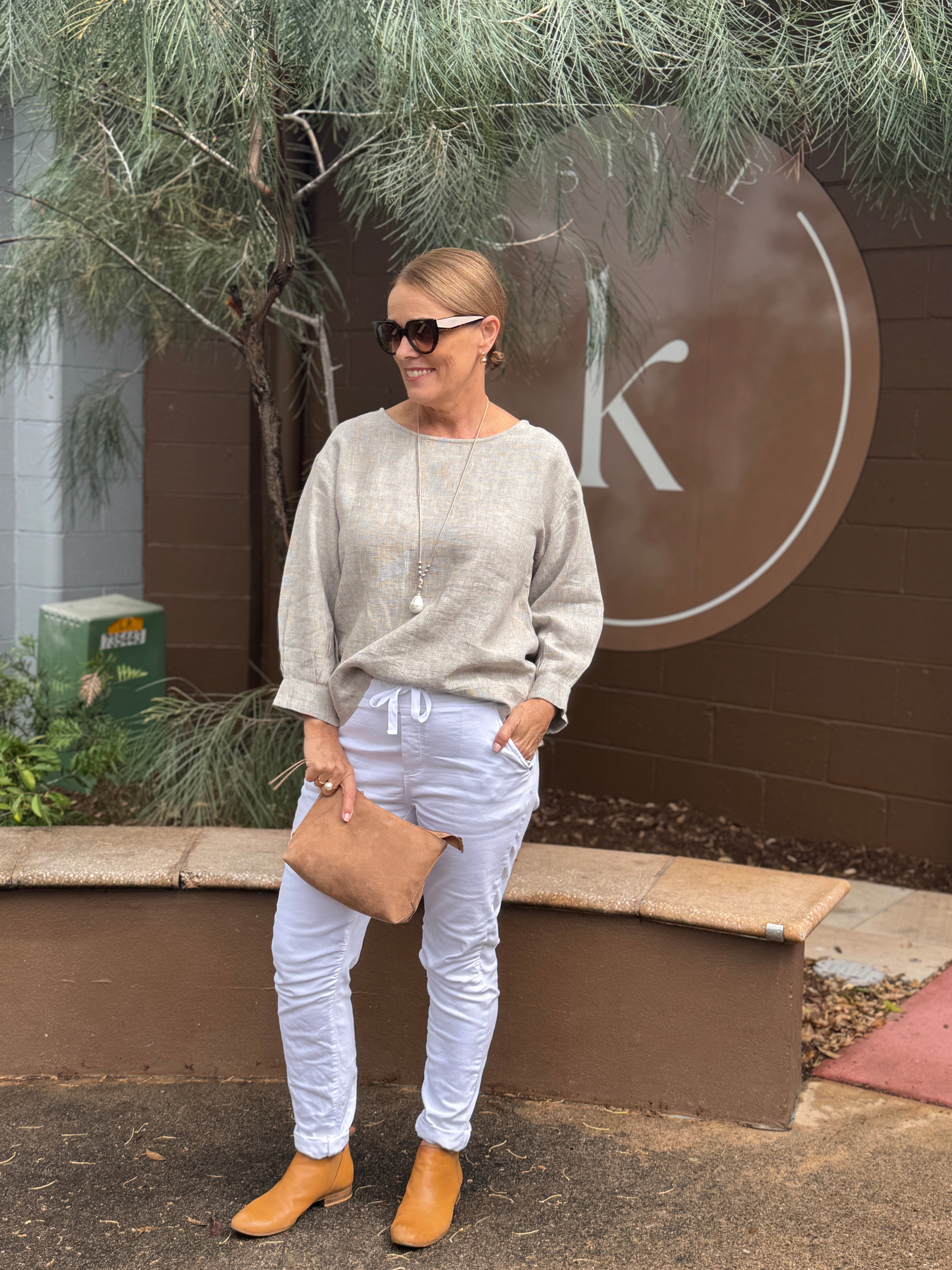 Mousse 3/4 Sleeve Linen Top