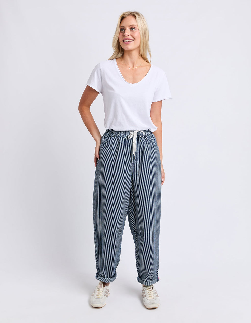 Penny Pinstripe Barrel Jogger