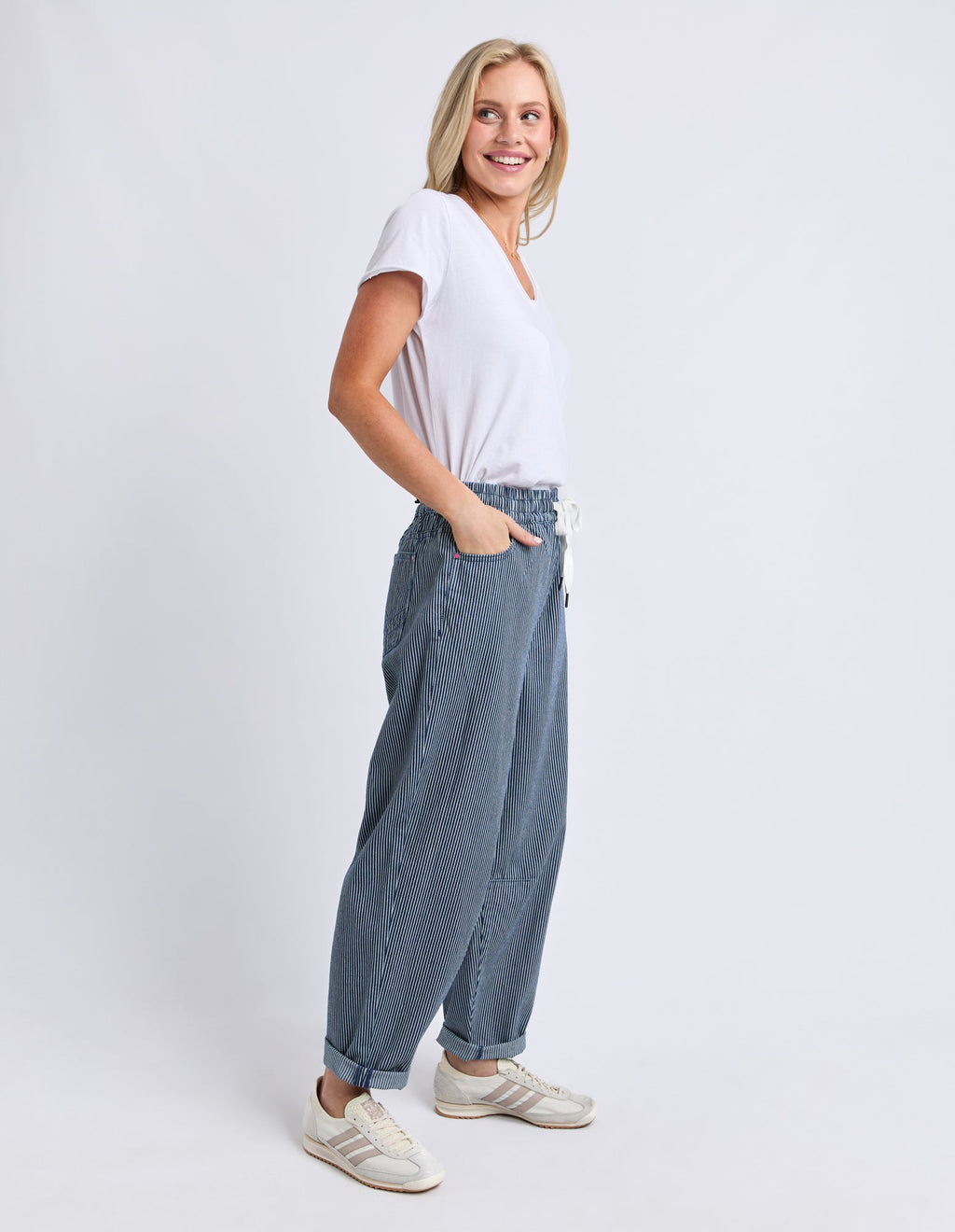 Penny Pinstripe Barrel Jogger