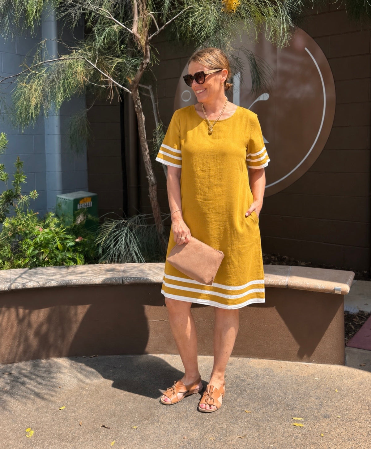 Spliced Linen Dress