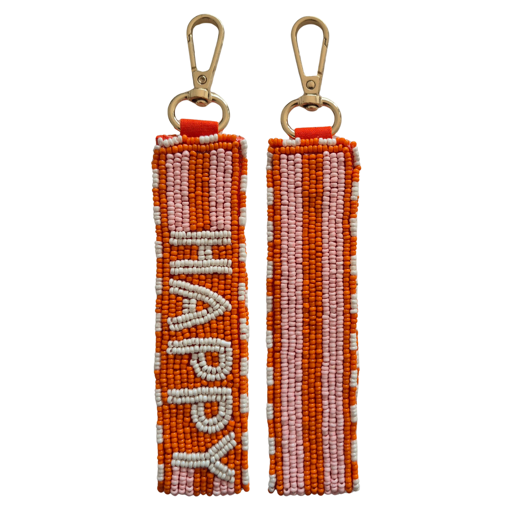 Beaded Happy Keychain
