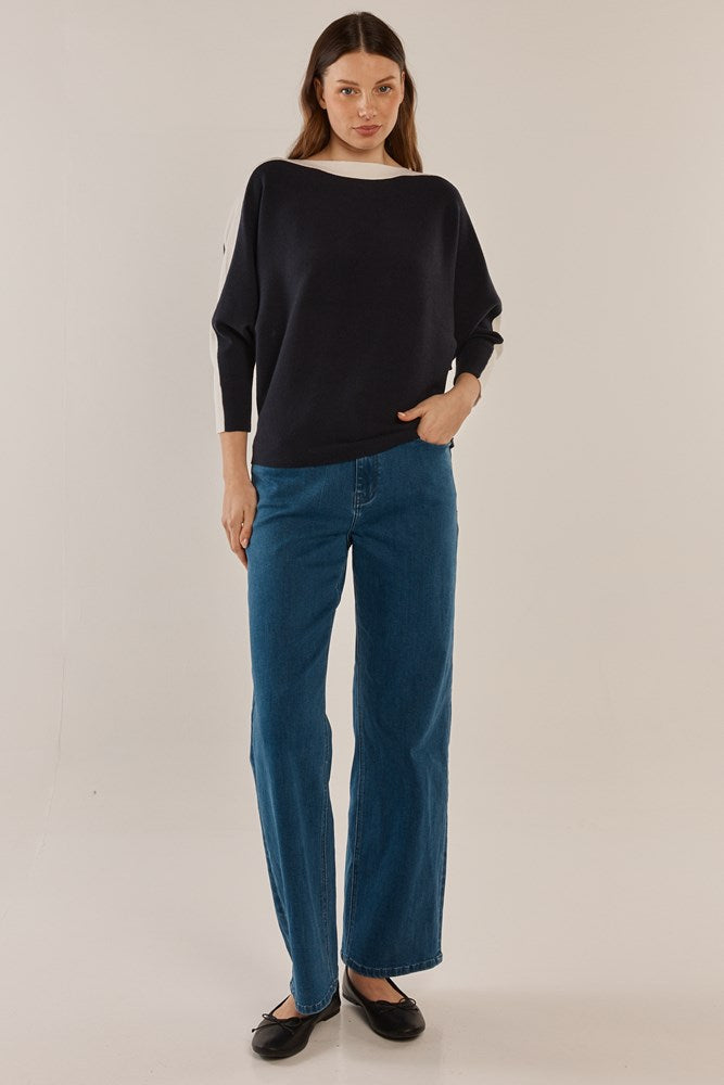 Boatneck Knit Jumper Navy