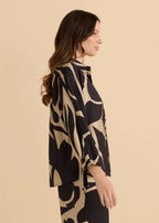 Palmer Puff Shirt - Monochrome Floral Neutral