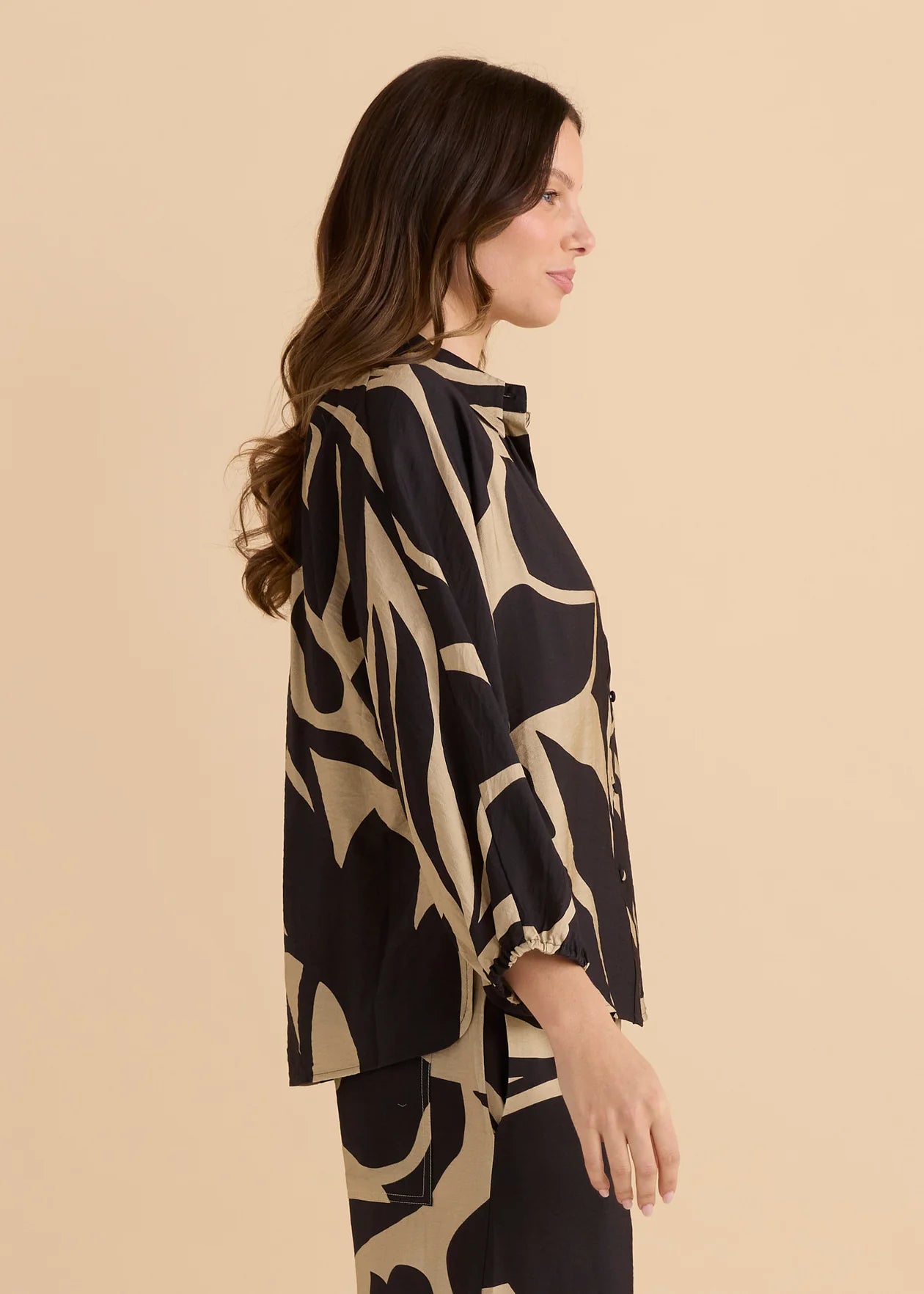 Palmer Puff Shirt - Monochrome Floral Neutral