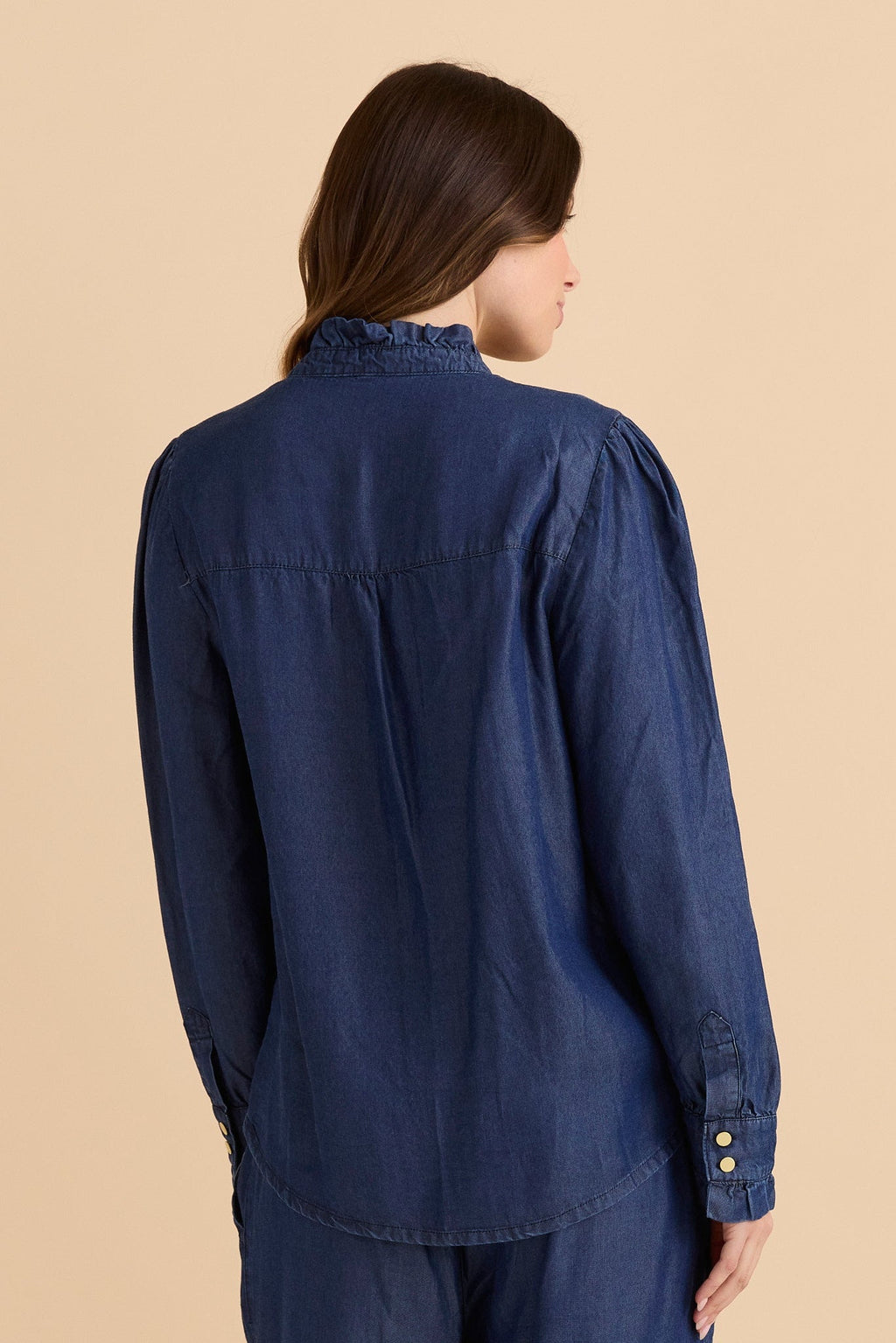 Lucille Lyocell Pleated Shirt - Dark Blue Wash