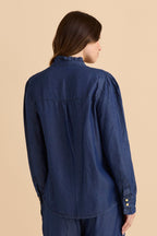 Lucille Lyocell Pleated Shirt - Dark Blue Wash