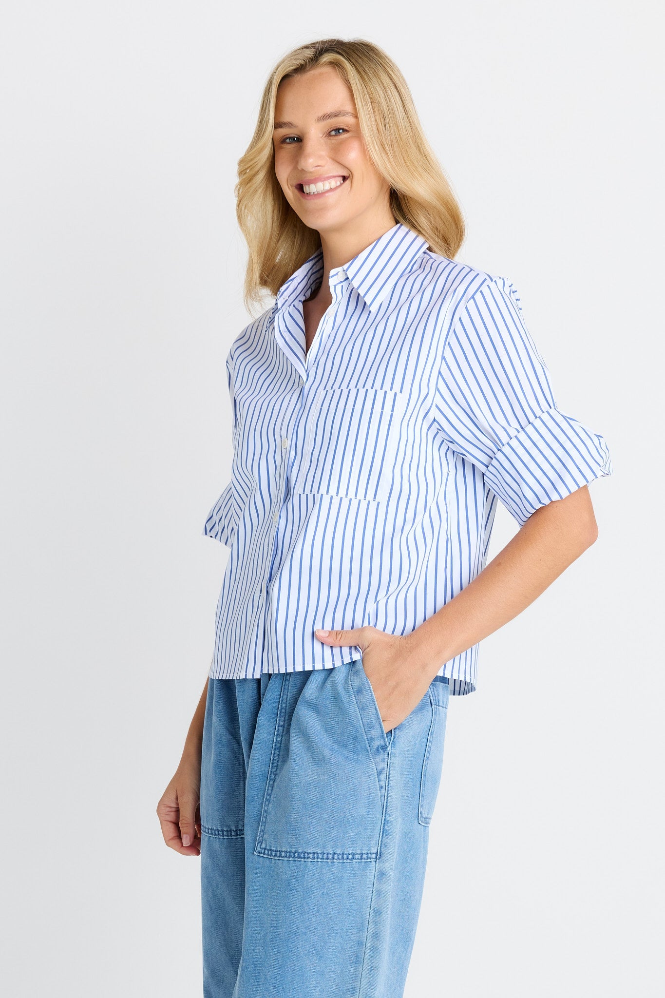 Cropped Poplin Shirt