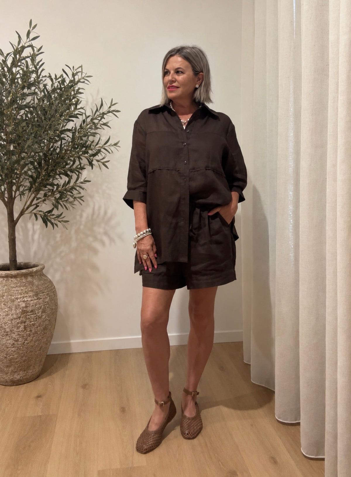 Ramie Pleat Back Shirt