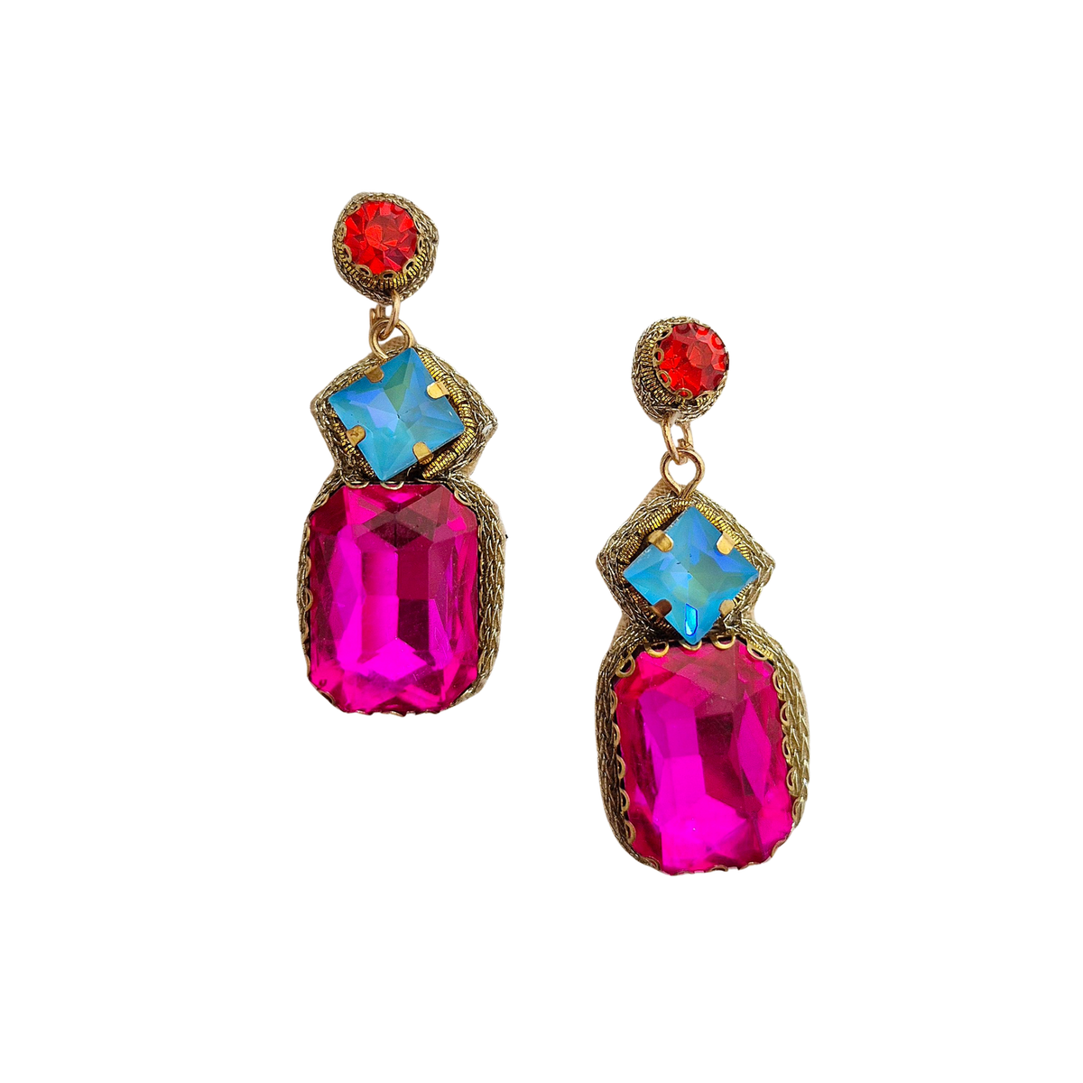 Beaded Earring Pink Multi
