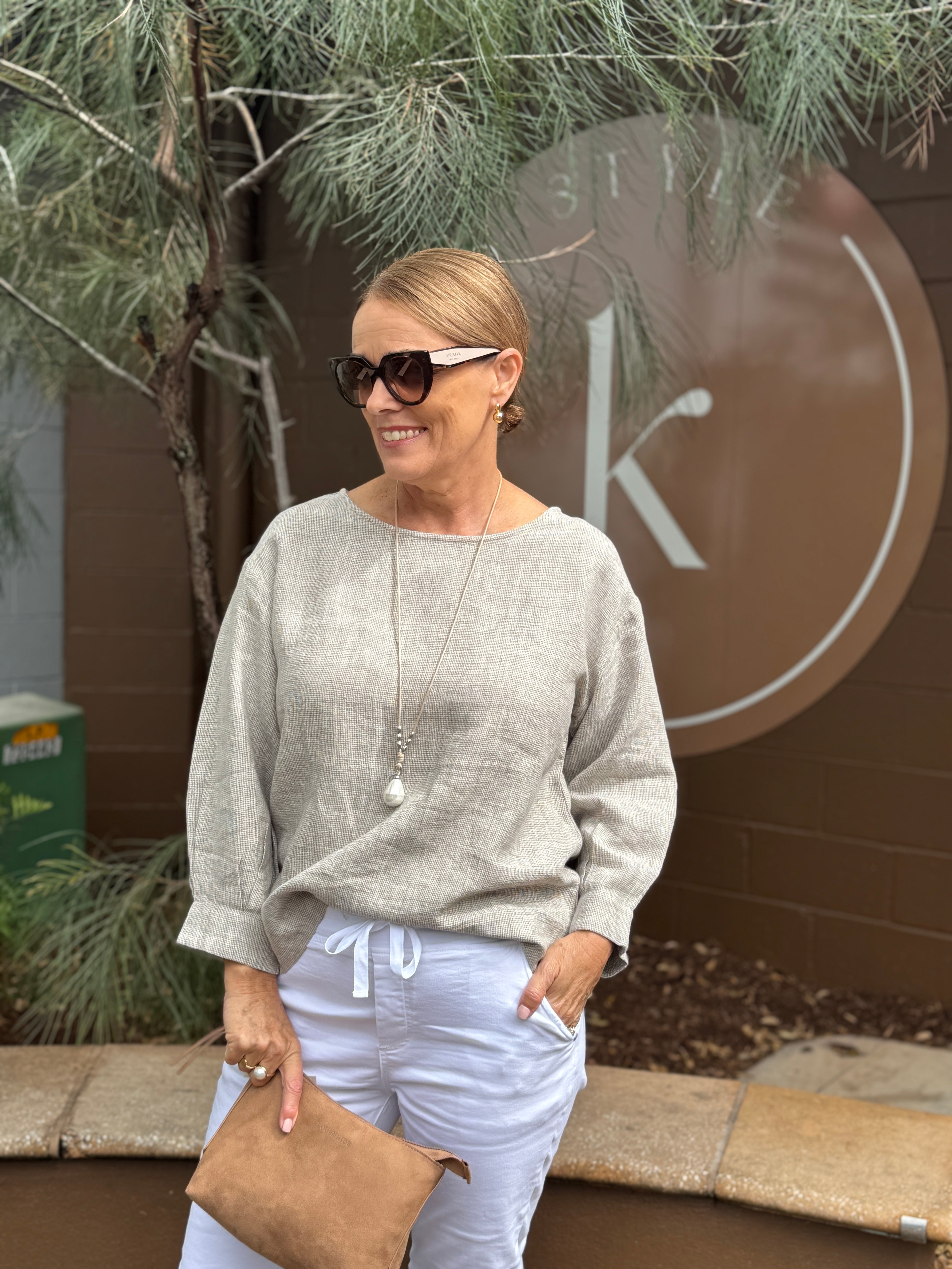 Mousse 3/4 Sleeve Linen Top