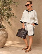 Maris Relaxed Splice Top - Tusk / Black
