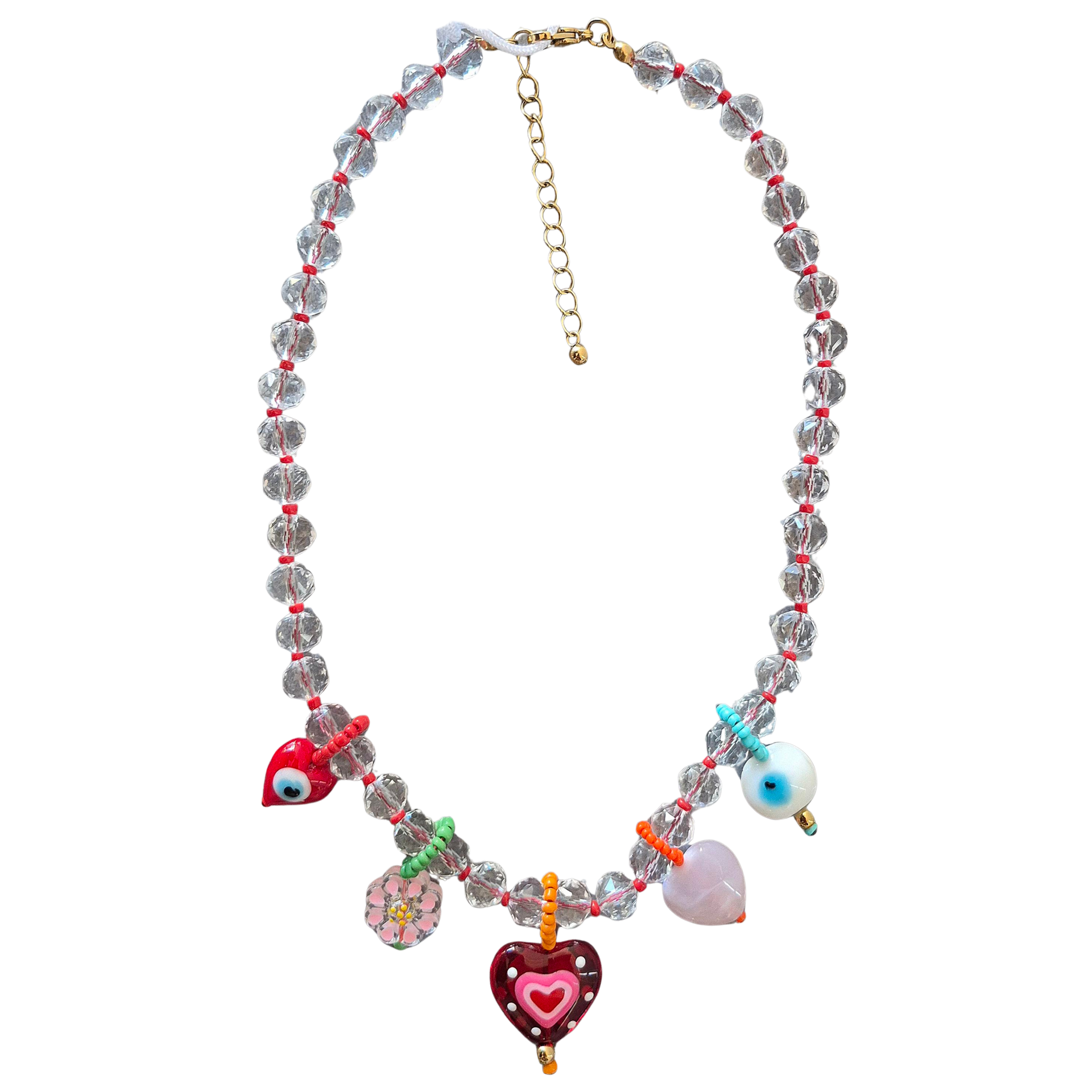 Beaded Heart Charm Necklace