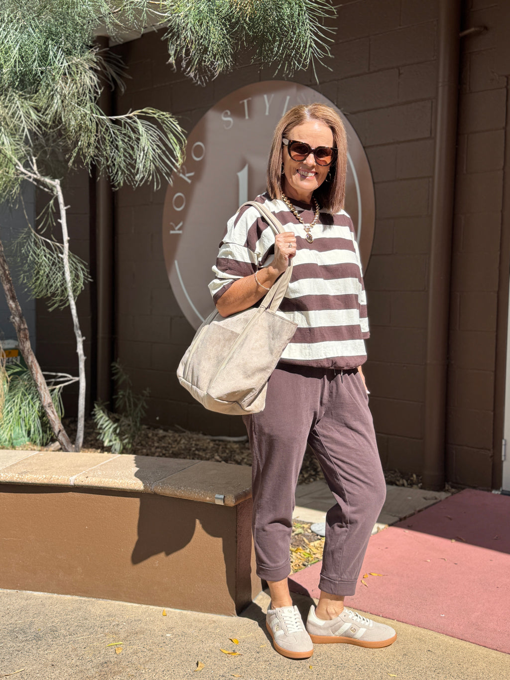 Mazie Coffee Stripe Sweat