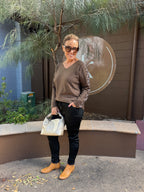 Leopard Sparkle Trim Knit