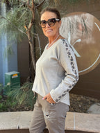 Leopard Sparkle Trim Knit