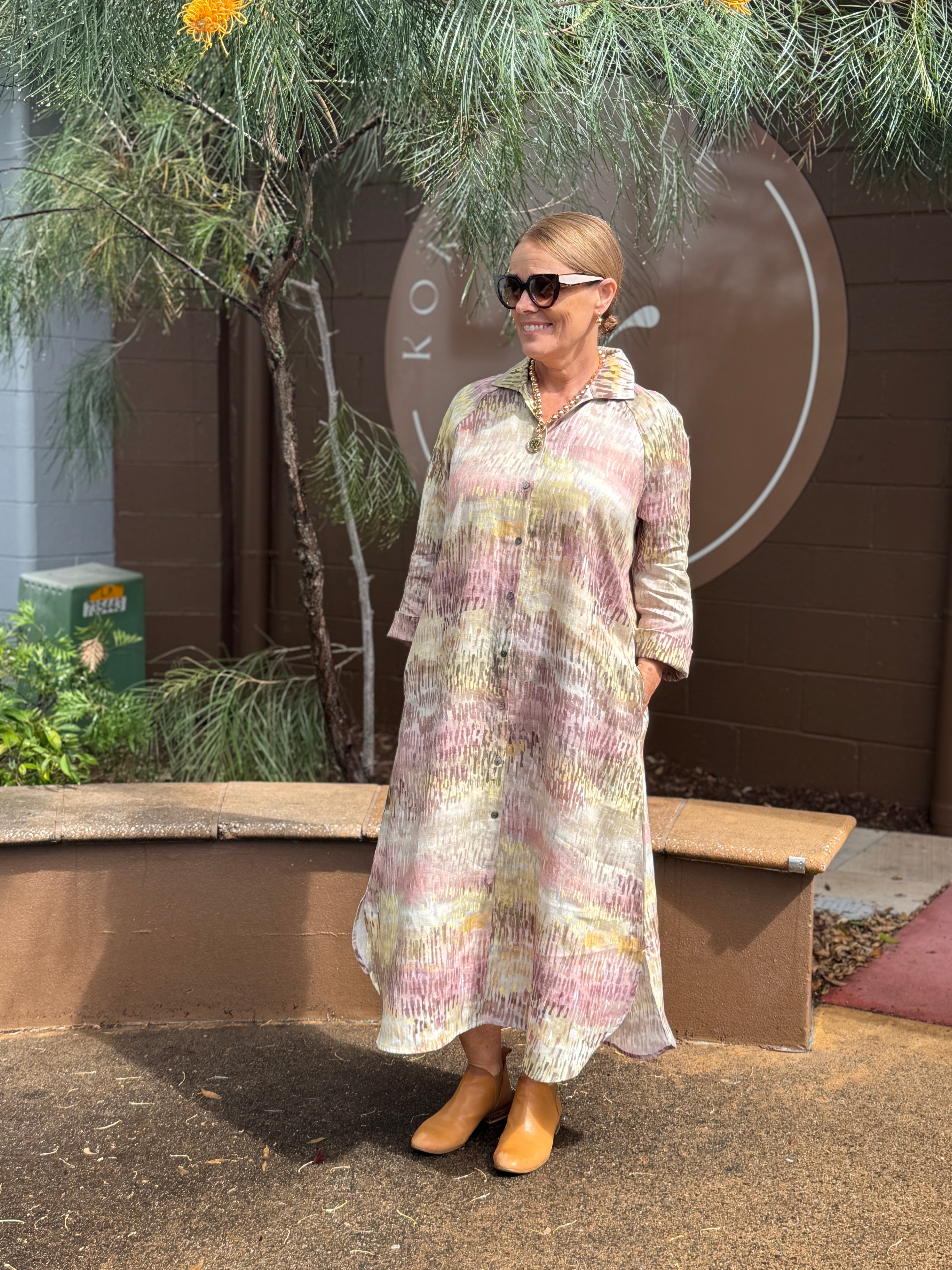 Jardin Sleeved Linen Dress