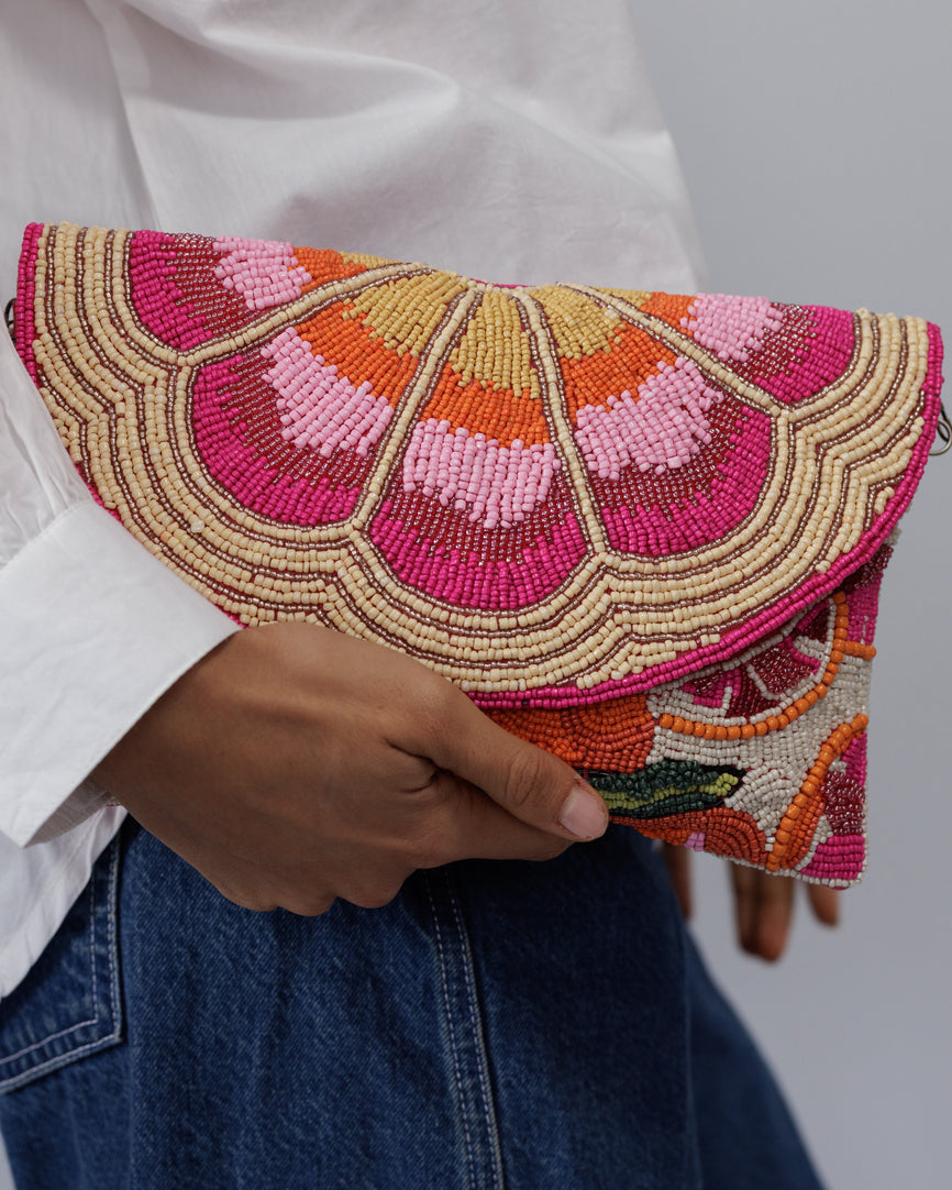 Beaded Citrus Clutch