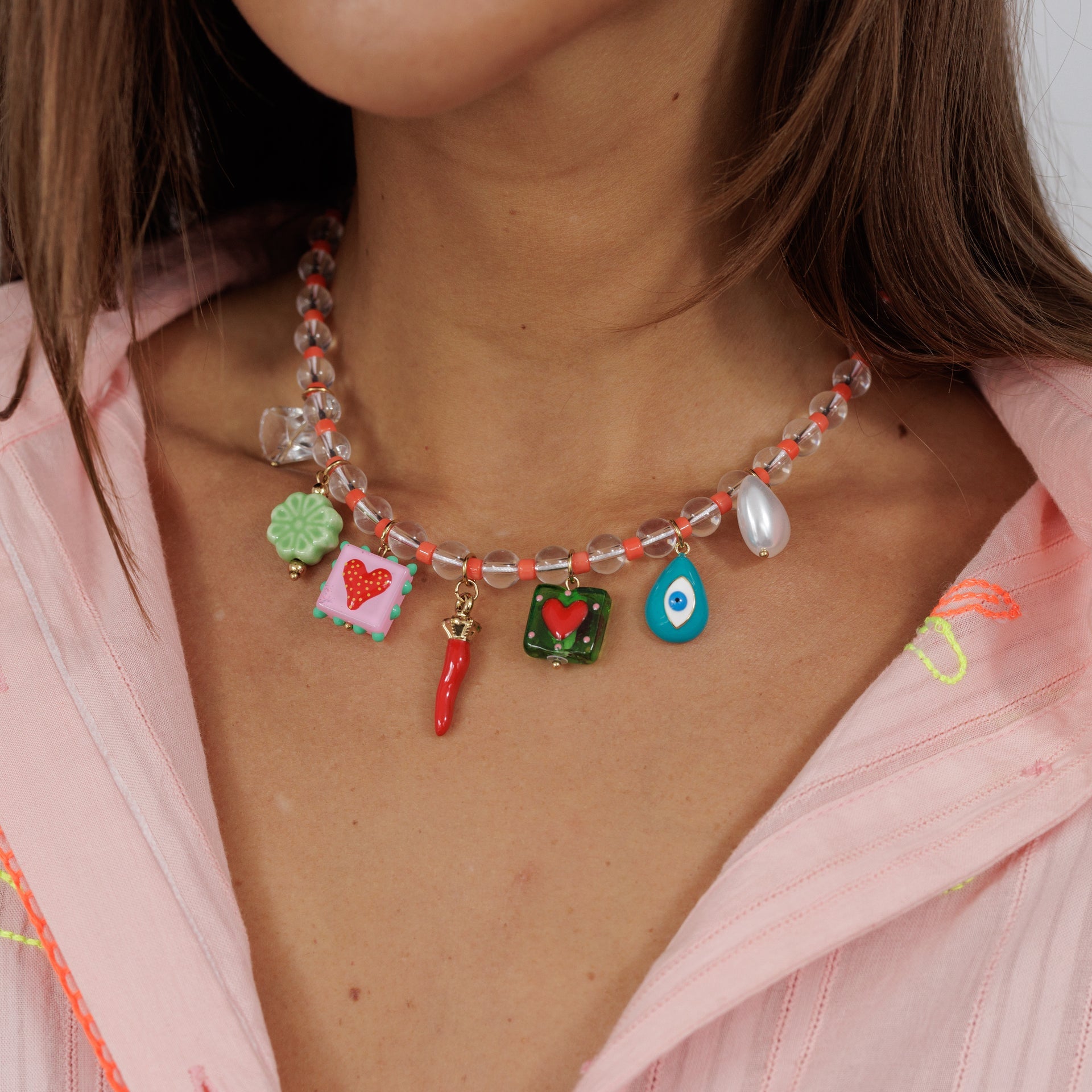 Beaded Chilli Charm Necklace