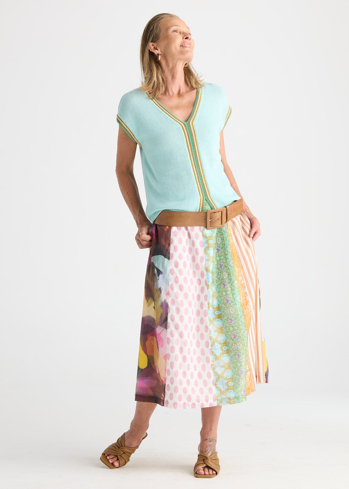 Pattern Clash Skirt - Jumble Panel