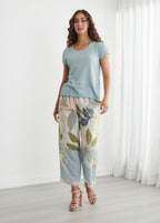 Round Neck Tee with Hand Stitchwork
